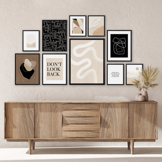 Americanflat Monochromatic Abstract by The Print Republic - 10 Piece Set