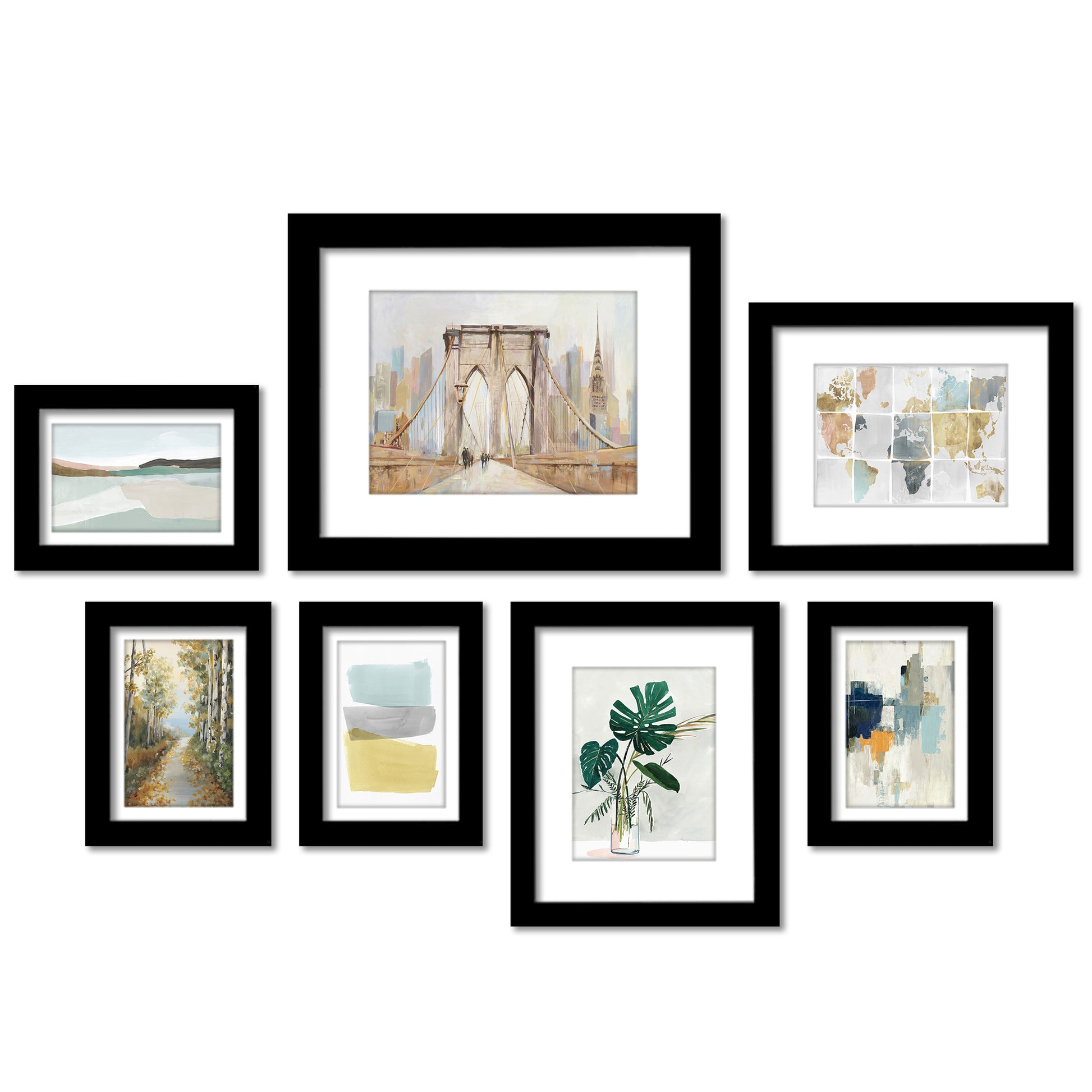 Earth Tone World Travel by PI Creative - 7 Piece Framed Gallery Wall Art Set - Americanflat
