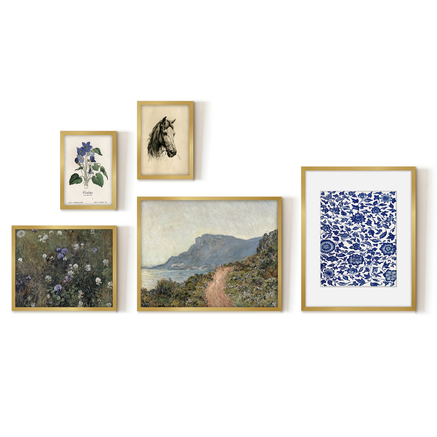 5 Piece Vintage Gallery Wall Art Set - Enchanted Trails Art by Wall + Wonder