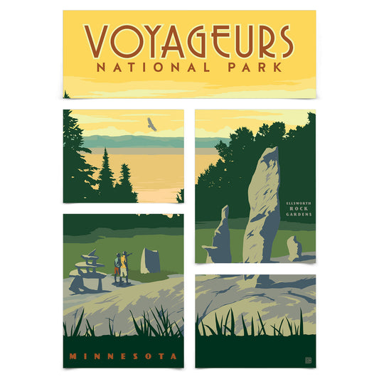 Voyageurs National Park 5 Piece Grid Wall Art Room Decor Set  - Print