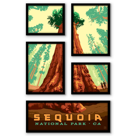 Sequoia National Park At the Foot of Sherman 5 Piece Grid Wall Art Room Decor Set  - Framed