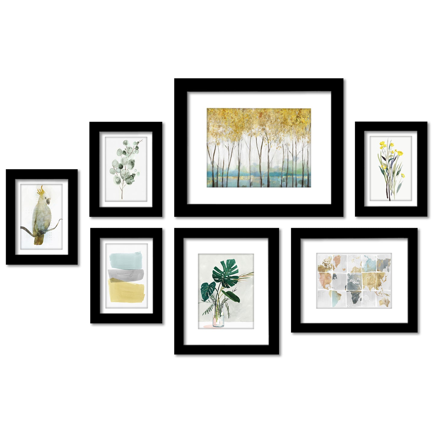 Watercolor Wanderlust by PI Creative - 7 Piece Framed Gallery Wall Art Set - Americanflat
