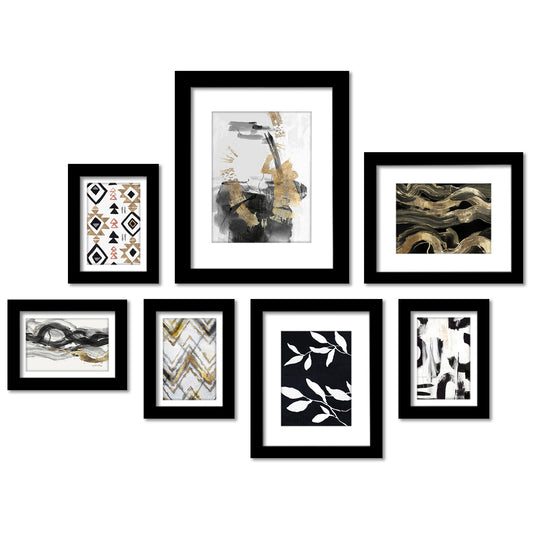 Golden Noir by PI Creative - 7 Piece Framed Gallery Wall Art Set - Americanflat