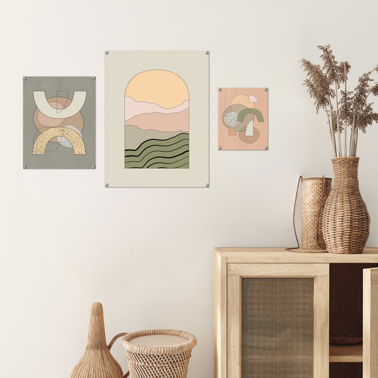 Mid Century Neutral Abstract Landscape by The Print Republic x Americanflat - 2 Piece Set Print Wall Art Set