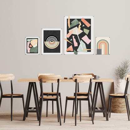 Americanflat Mid Century Modern Geometric Green & Pink by The Print Republic - 4 Piece Set