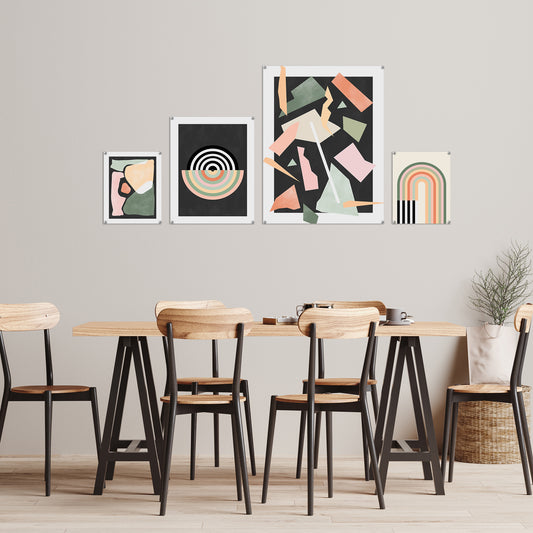 Americanflat Mid Century Modern Geometric Green & Pink by The Print Republic - 4 Piece Set