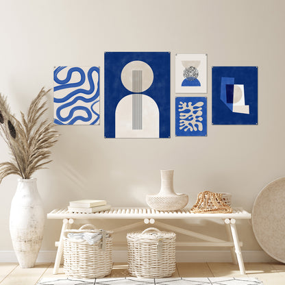 Americanflat Navy Blue Geometric Watercolor Shapes by The Print Republic - 5 Piece Set