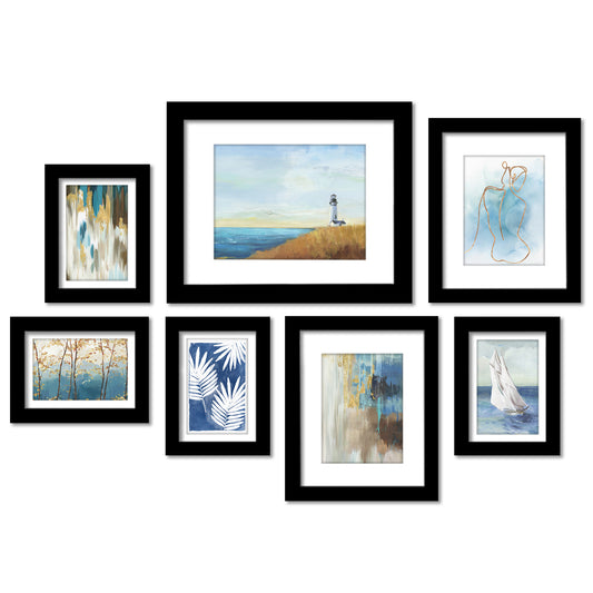 Ocean Figures by PI Creative - 7 Piece Framed Gallery Wall Art Set - Americanflat