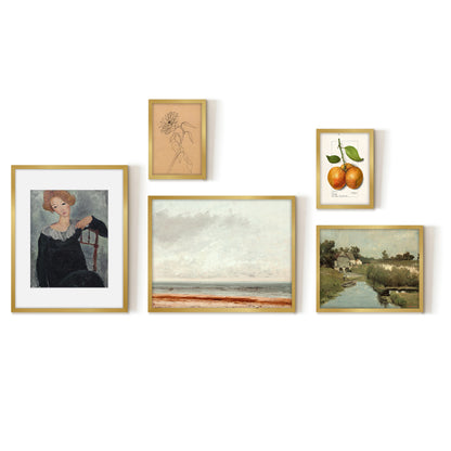 5 Piece Vintage Gallery Wall Art Set - Sunlit Serenity Art by Wall + Wonder