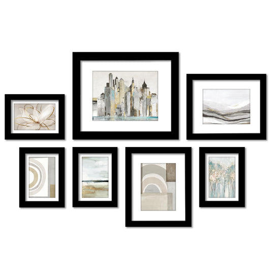 Mid Century Abstract by PI Creative - 7 Piece Framed Gallery Wall Art Set - Americanflat