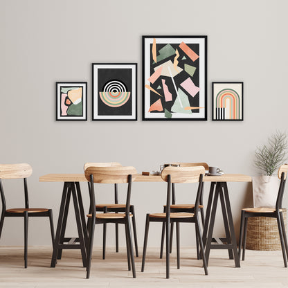 Americanflat Mid Century Modern Geometric Green & Pink by The Print Republic - 4 Piece Set