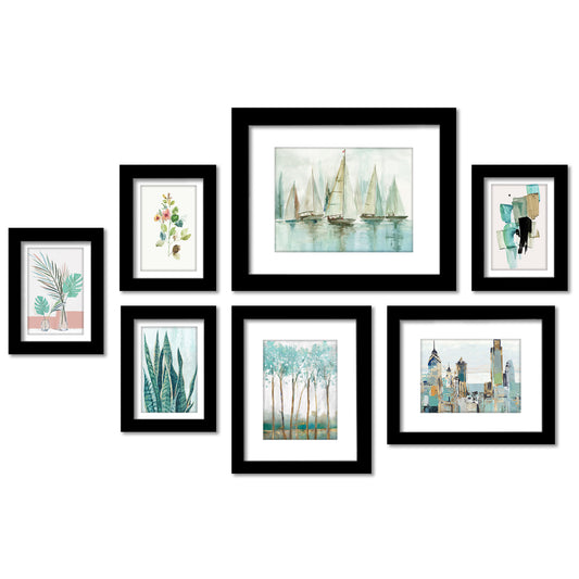 Blue Horizons by PI Creative - 7 Piece Framed Gallery Wall Art Set - Americanflat