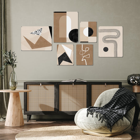 Americanflat Japandi Minimalist Beige Black Neutral by The Print Republic - 6 Piece Set