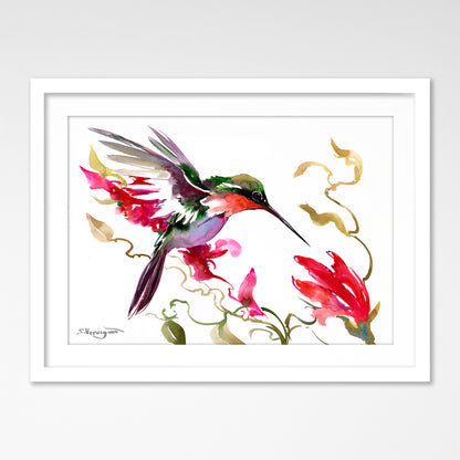 Hand Painted Watercolor Flying Hummingbird - Limited Edition Fine Art - Americanflat