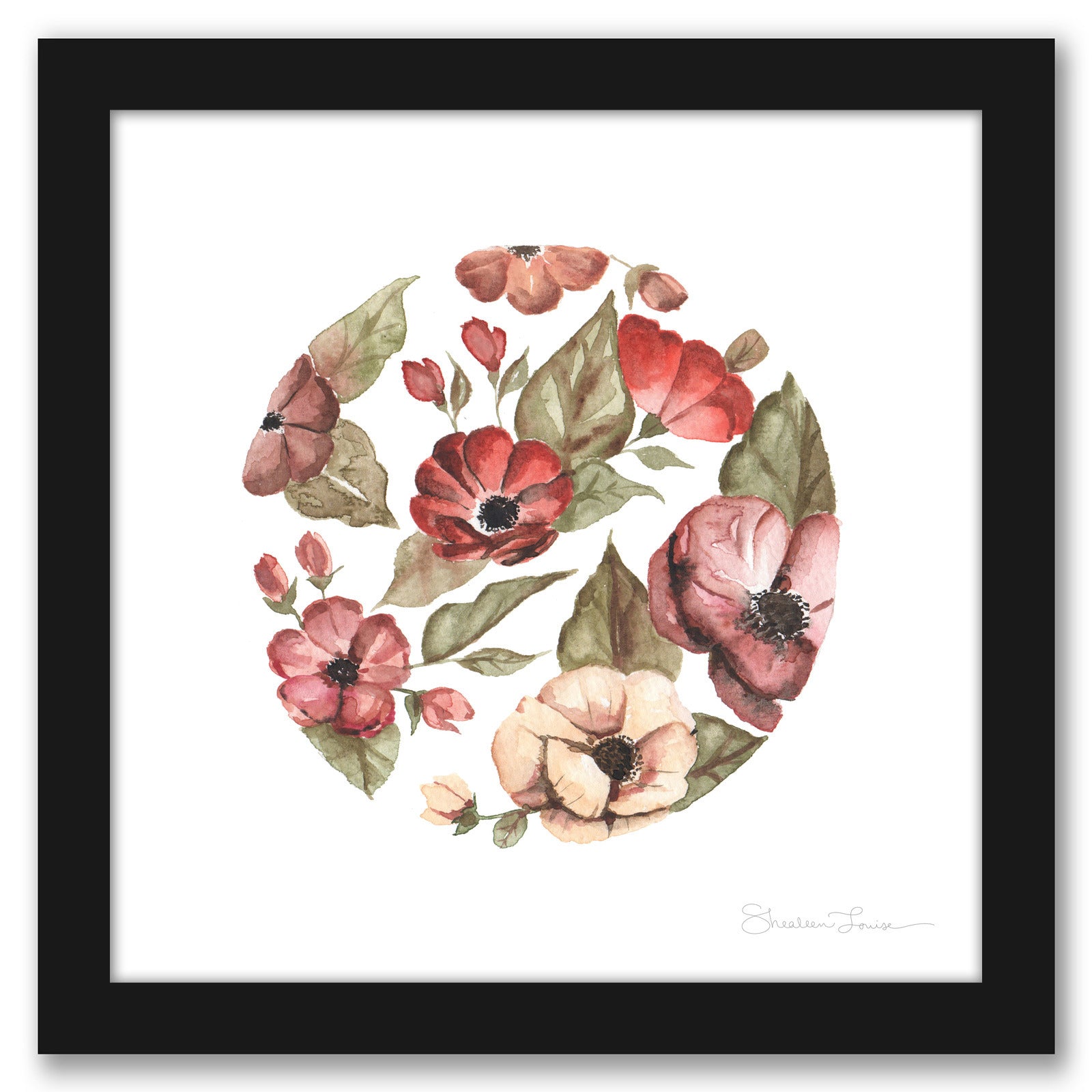 Circular Pink Florals by Shealeen Louise - Framed Print