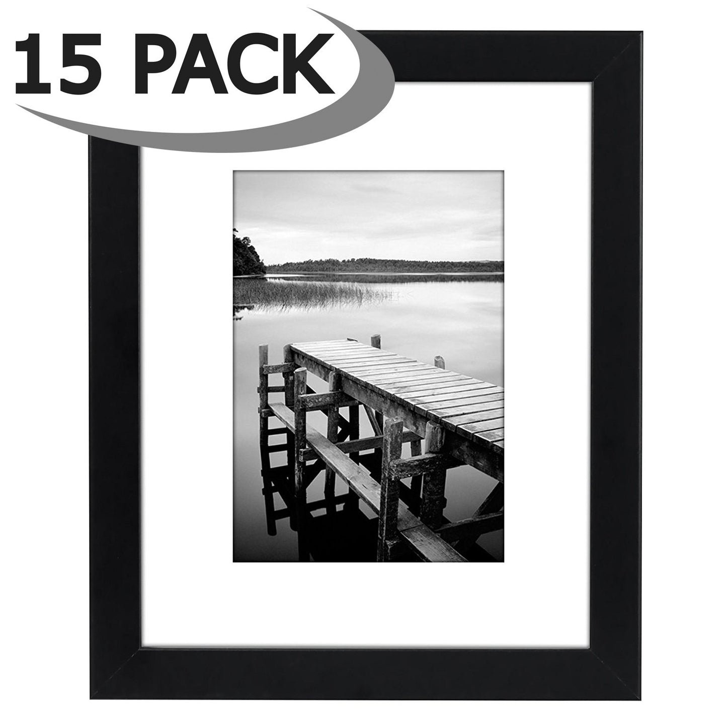 15 Pack - 8x10 Picture Frame - Made to Display Pictures 5x7 Inches with Mat or 8x10 Inches Without Mat - Picture Frame - Americanflat
