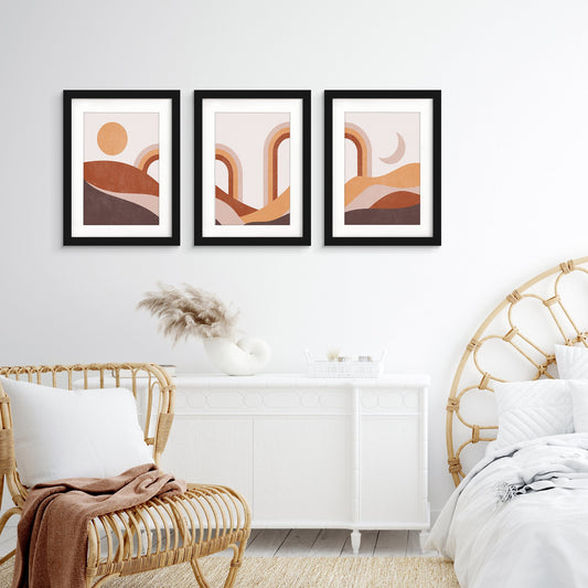 Boho Terracotta Landscape by Tetyana Karankovska. - 3 Piece Gallery Framed Print Art Set - Americanflat