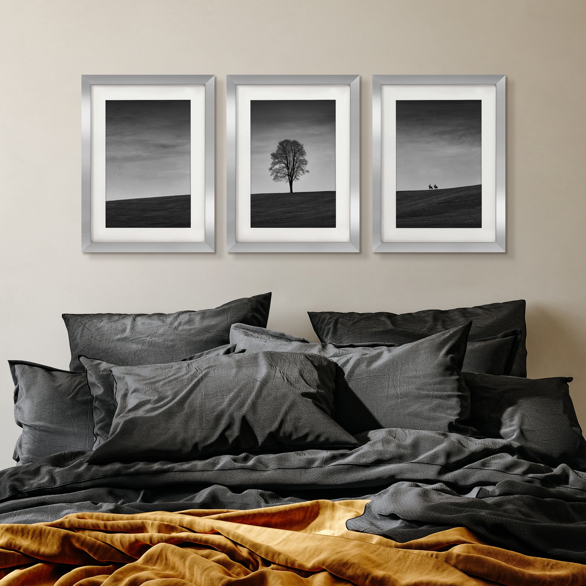 Dusk Landscape by Wild Apple - 3 Piece Gallery Framed Print with Mat Art Set