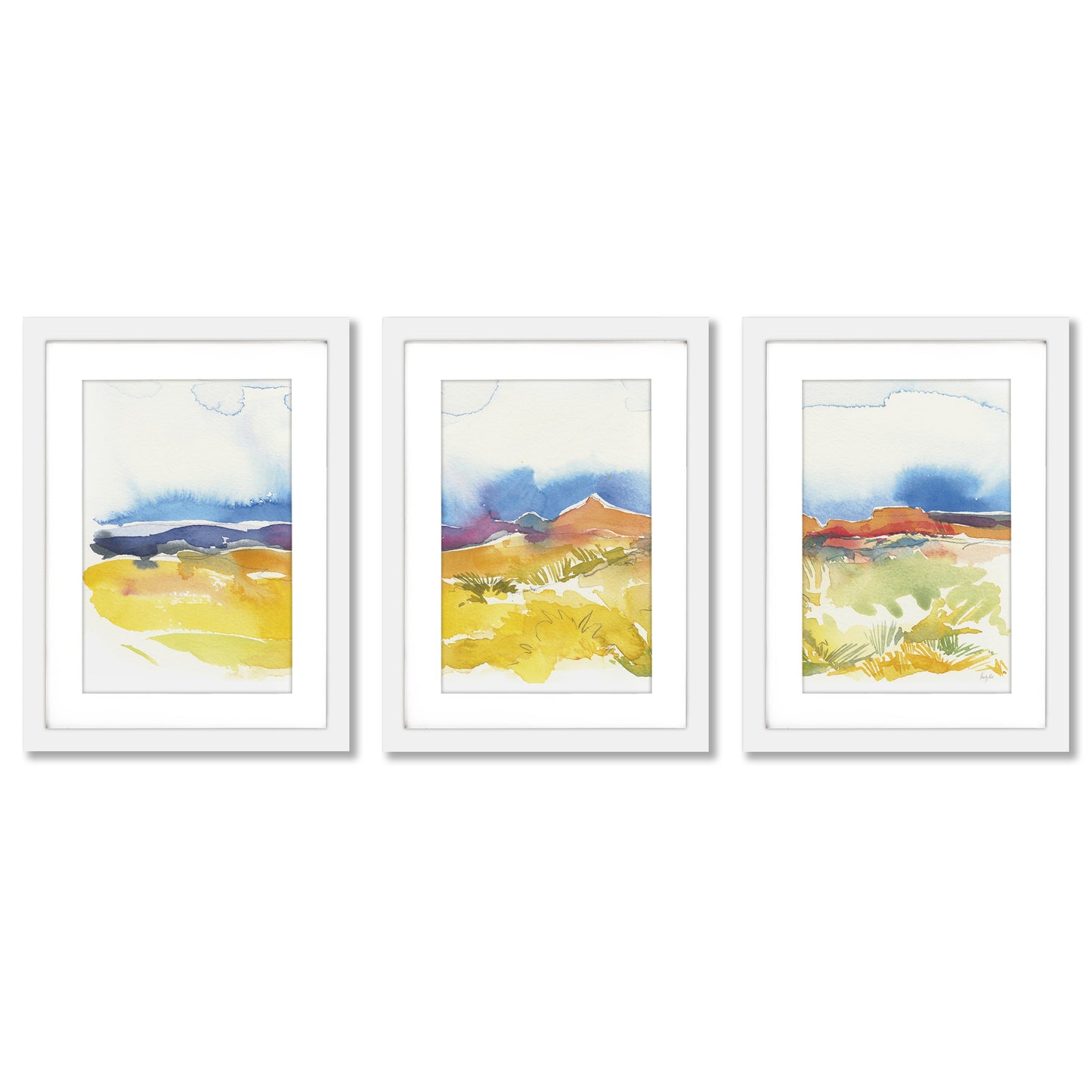 Yellow Mesa by Kristy Rice - 3 Piece Gallery Framed Print Art Set - Americanflat