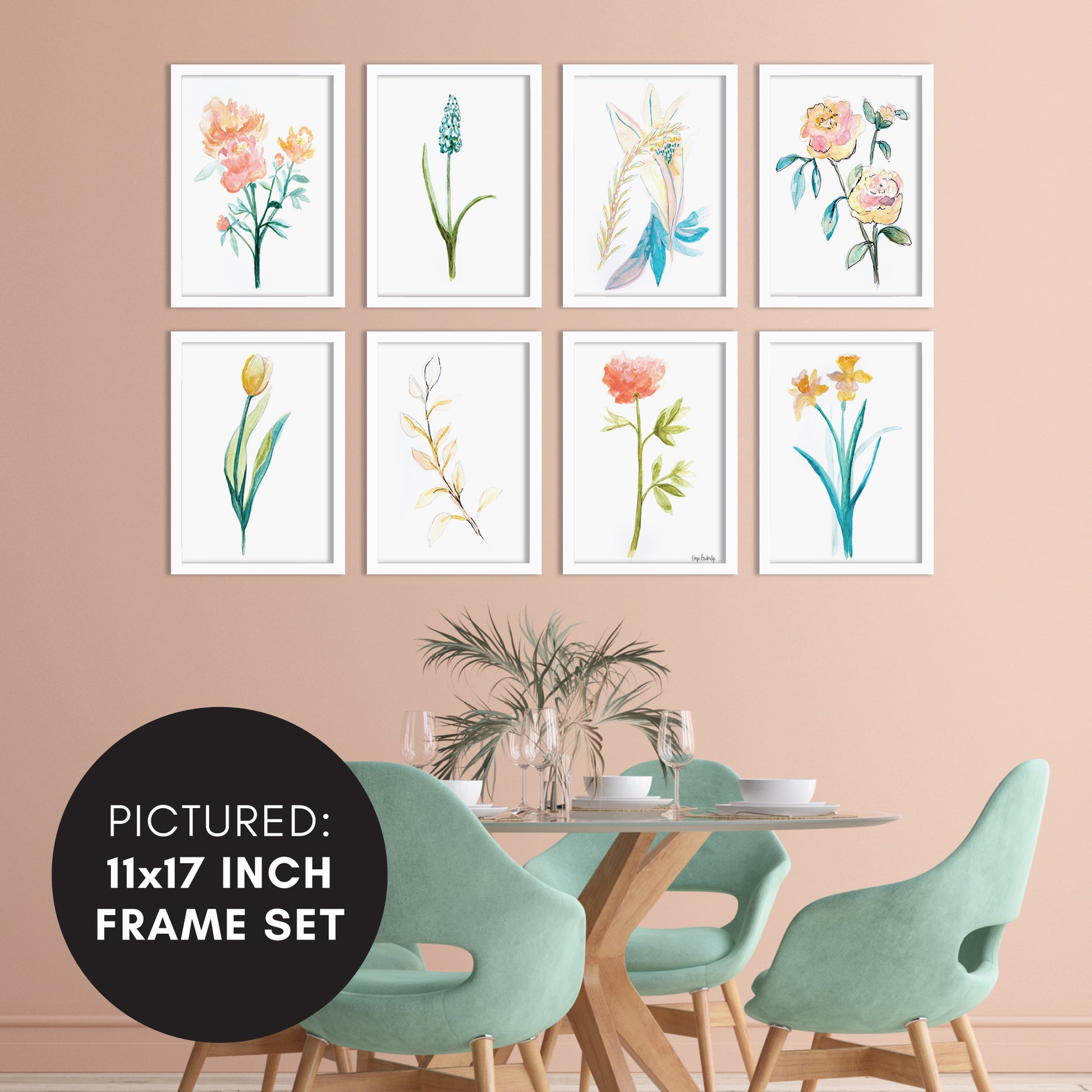 Watercolor Botanicals by Hope Bainbridge - 8 Piece Framed Art Set - Americanflat