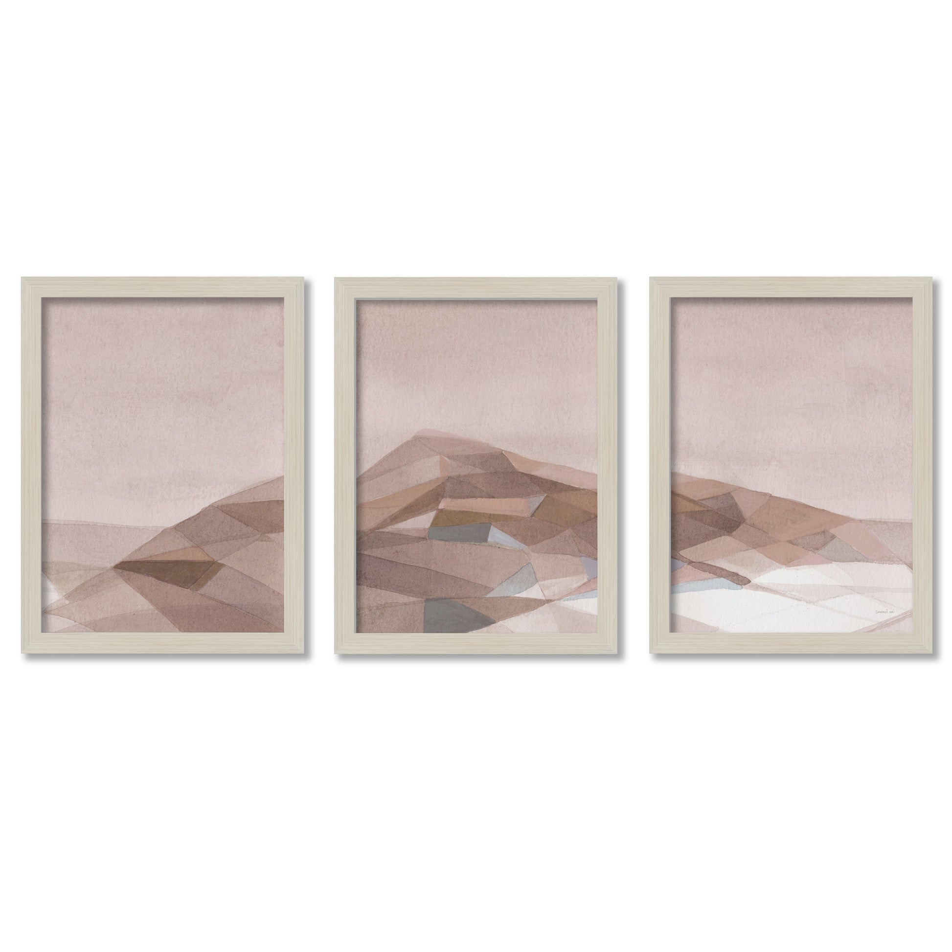 Warm Geometric Mountain by Danhui Nai - 3 Piece Gallery Framed Print Art Set