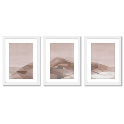 Warm Geometric Mountain by Danhui Nai - 3 Piece Gallery Framed Print Art Set - Americanflat