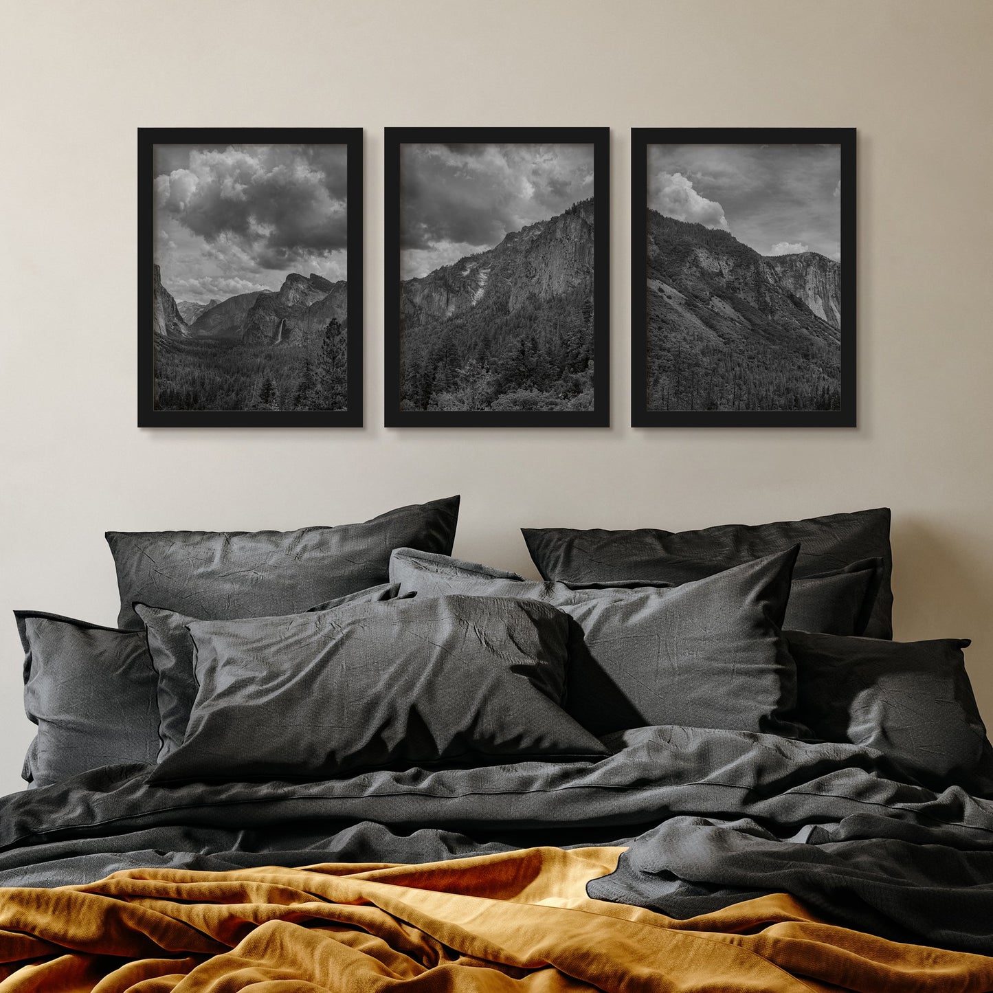 Black Mountain Range by Andre Eichman - 3 Piece Gallery Framed Print Art Set - Americanflat