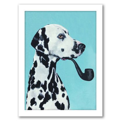 Dalmatian With Pipe In Blue By Coco De Paris - Framed Print