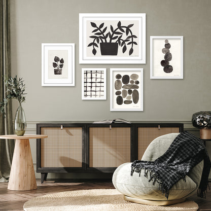 Americanflat 5 Piece Black Framed Gallery Wall Art Set - Watercolor Black Abstract Nature