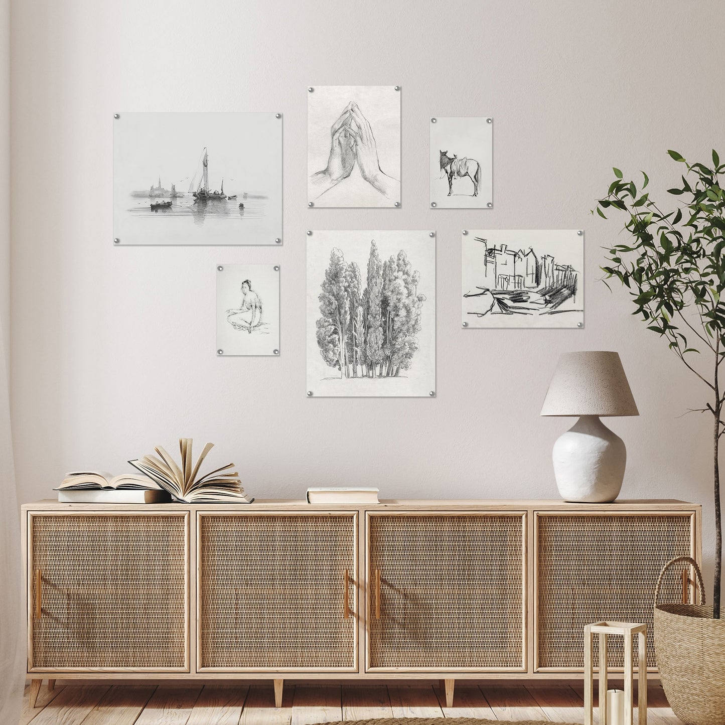 6 Piece Vintage Gallery Wall Art Set Poster - Whispered Canvases Art by Maple + Oak - Prints