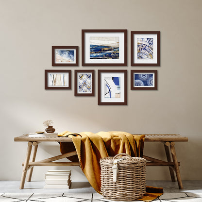 Indigo Dye by PI Creative - 7 Piece Framed Gallery Wall Art Set - Americanflat