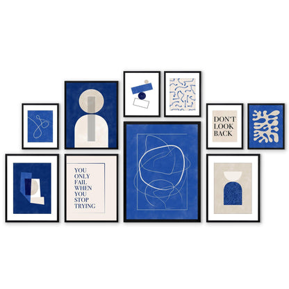 Americanflat Royal Blue Abstract Line Shapes by The Print Republic - 10 Piece Set