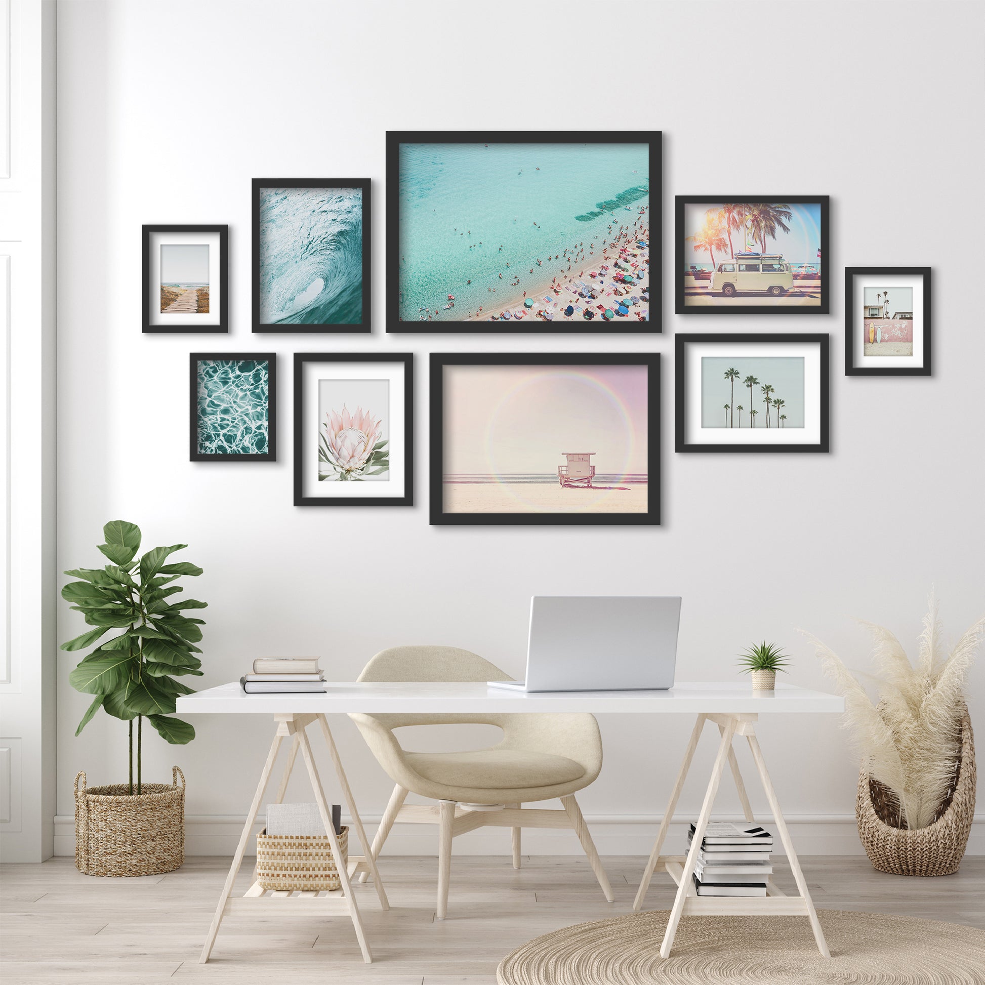 Coastal Beach Views - 9 Piece Framed Gallery Wall Art Set - Art Set - Americanflat