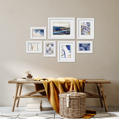 Indigo Dye by PI Creative - 7 Piece Framed Gallery Wall Art Set - Americanflat