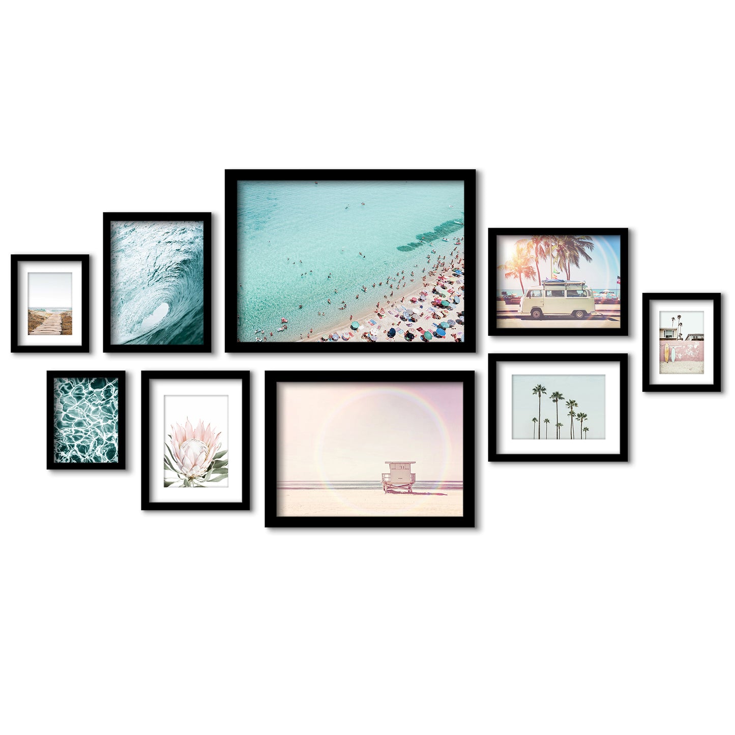 Coastal Beach Views - 9 Piece Framed Gallery Wall Art Set - Art Set - Americanflat