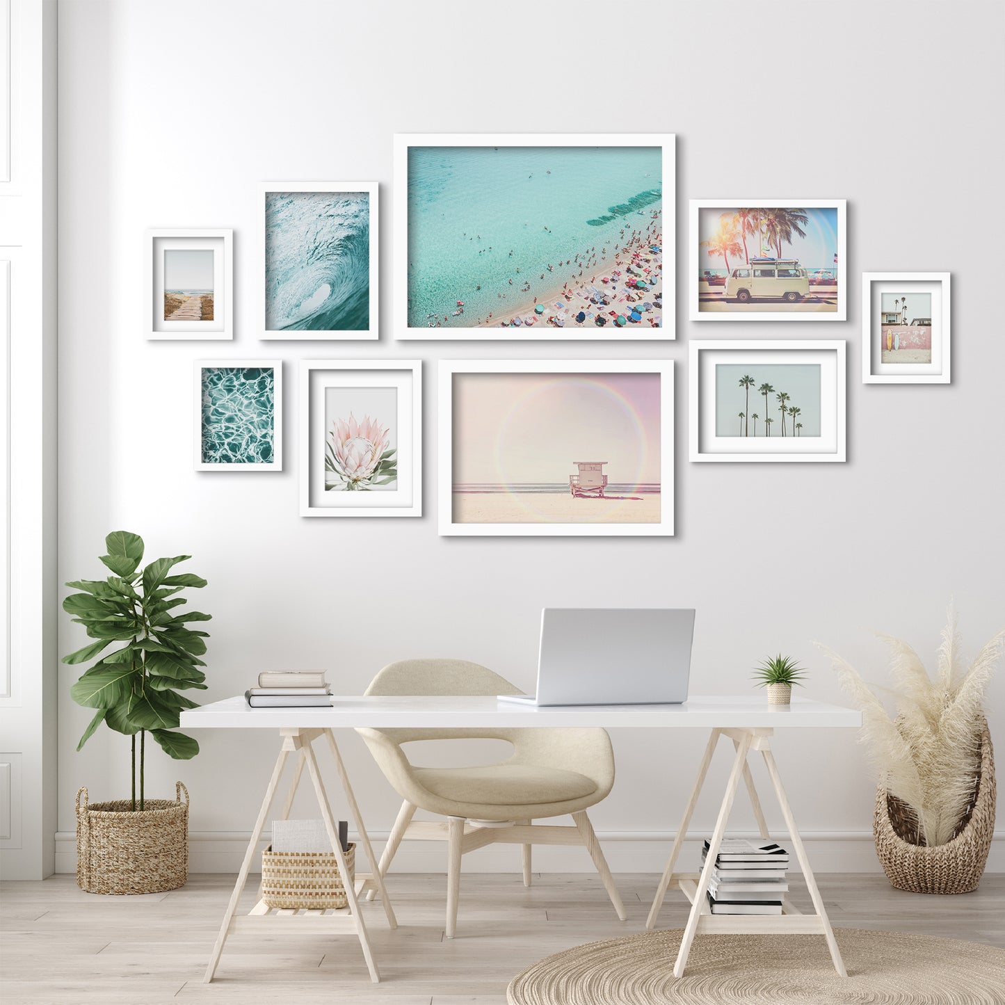 Coastal Beach Views - 9 Piece Framed Gallery Wall Art Set - Art Set - Americanflat