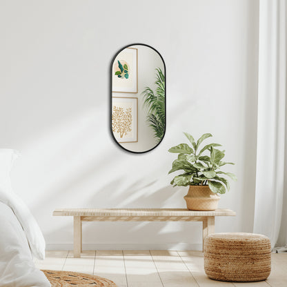 Oval Mirror - Aluminum Framed Oval Bathroom Mirror, Living Room Mirror, Bedroom - Large Oval Mirror with Vertical Mount