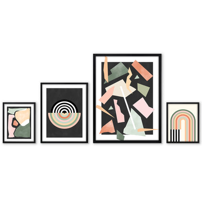 Americanflat Mid Century Modern Geometric Green & Pink by The Print Republic - 4 Piece Set