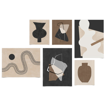 Americanflat Neutral Tones Minimalist Abstract by The Print Republic - 6 Piece Set