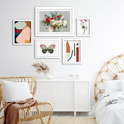 Americanflat 5 Piece Framed Gallery Wall Art Set - Watercolor Abstract Floral
