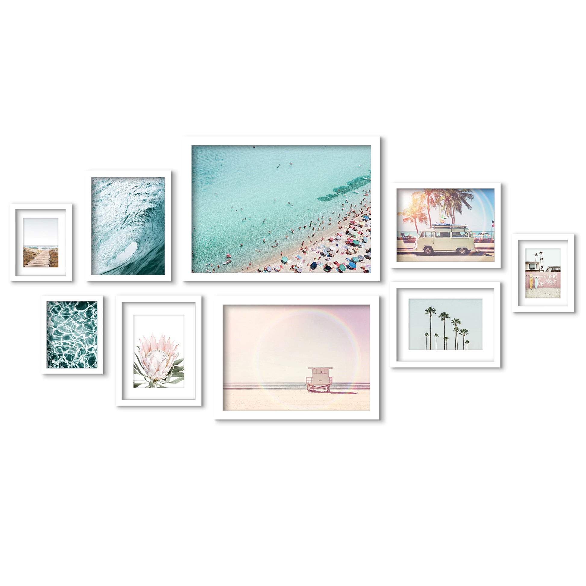 Coastal Beach Views - 9 Piece Framed Gallery Wall Art Set - Art Set - Americanflat