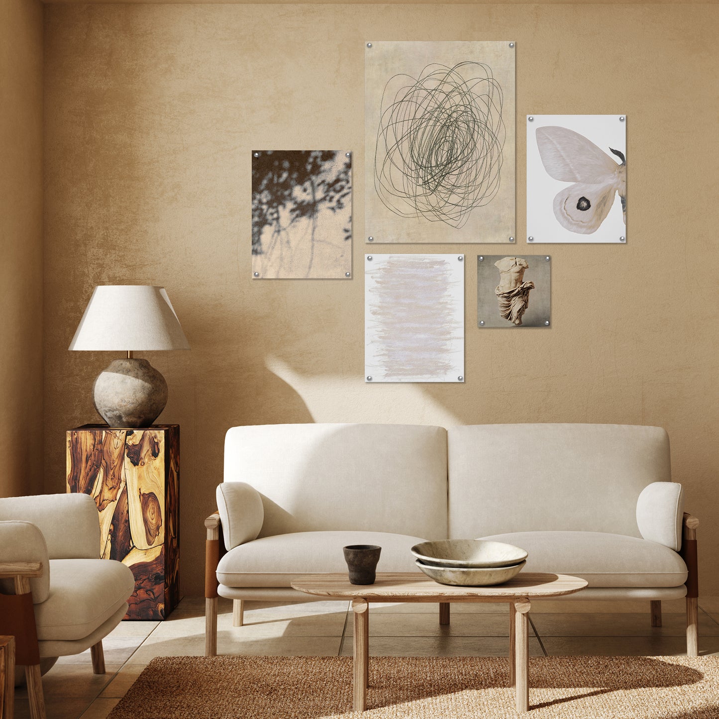 5 Piece Poster Gallery Wall Art Set - Beige Abstract Photography - Print