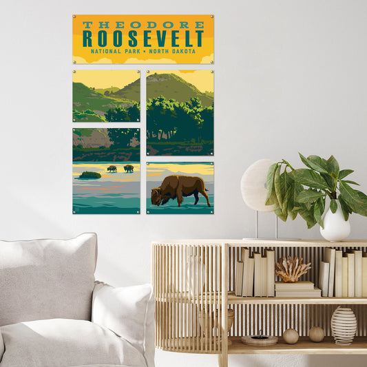 Theodore Roosevelt National Park 5 Piece Grid Wall Art Room Decor Set  - Print