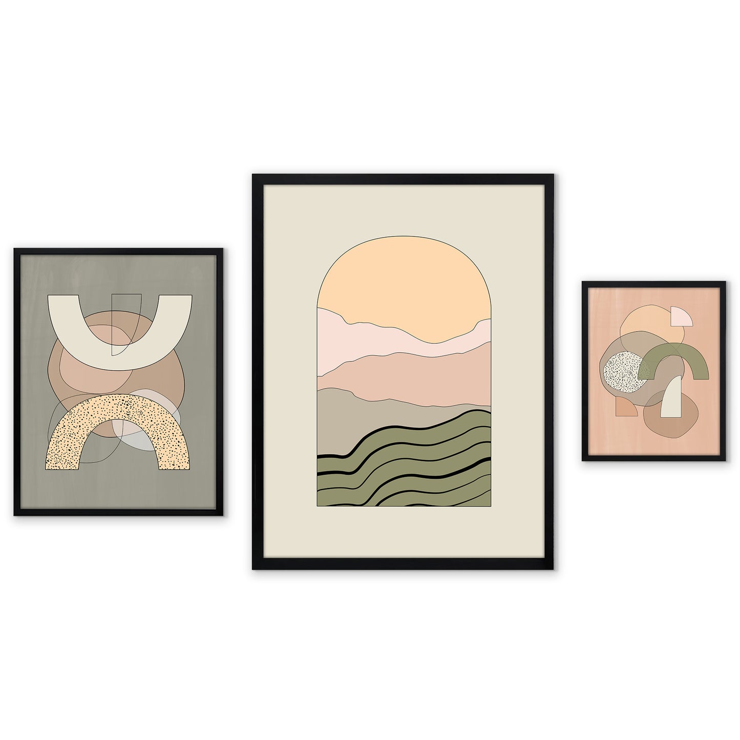Mid Century Neutral Abstract Landscape by The Print Republic x Americanflat - 2 Piece Set Print Wall Art Set