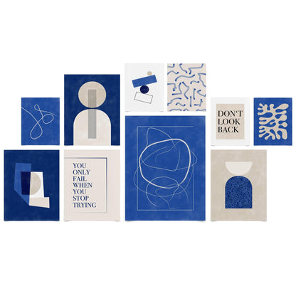 Americanflat Royal Blue Abstract Line Shapes by The Print Republic - 10 Piece Set