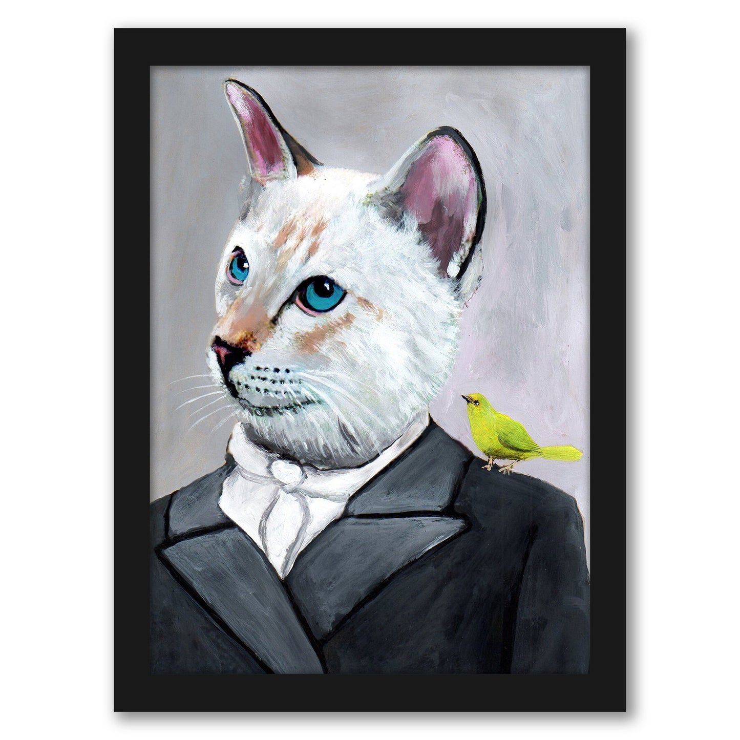Cat With Bird By Coco De Paris - Framed Print