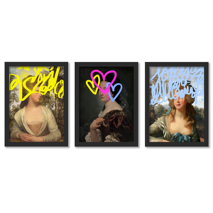 Altered Vintage Portraits by Victoria Barnes - 3 Piece Gallery Framed Print Art Set - Americanflat