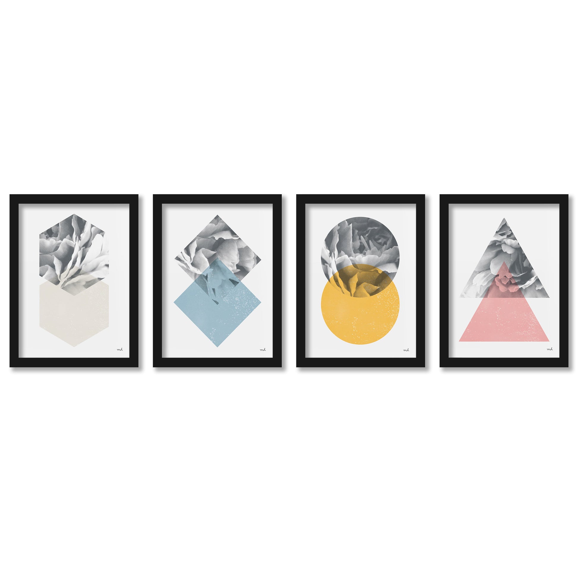 Geometric Marble by Silvia Vassileva - 4 Piece Gallery Framed Print Art Set
