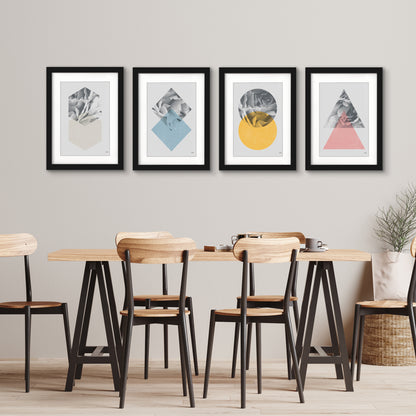 Geometric Marble by Silvia Vassileva - 4 Piece Gallery Framed Print with Mat Art Set