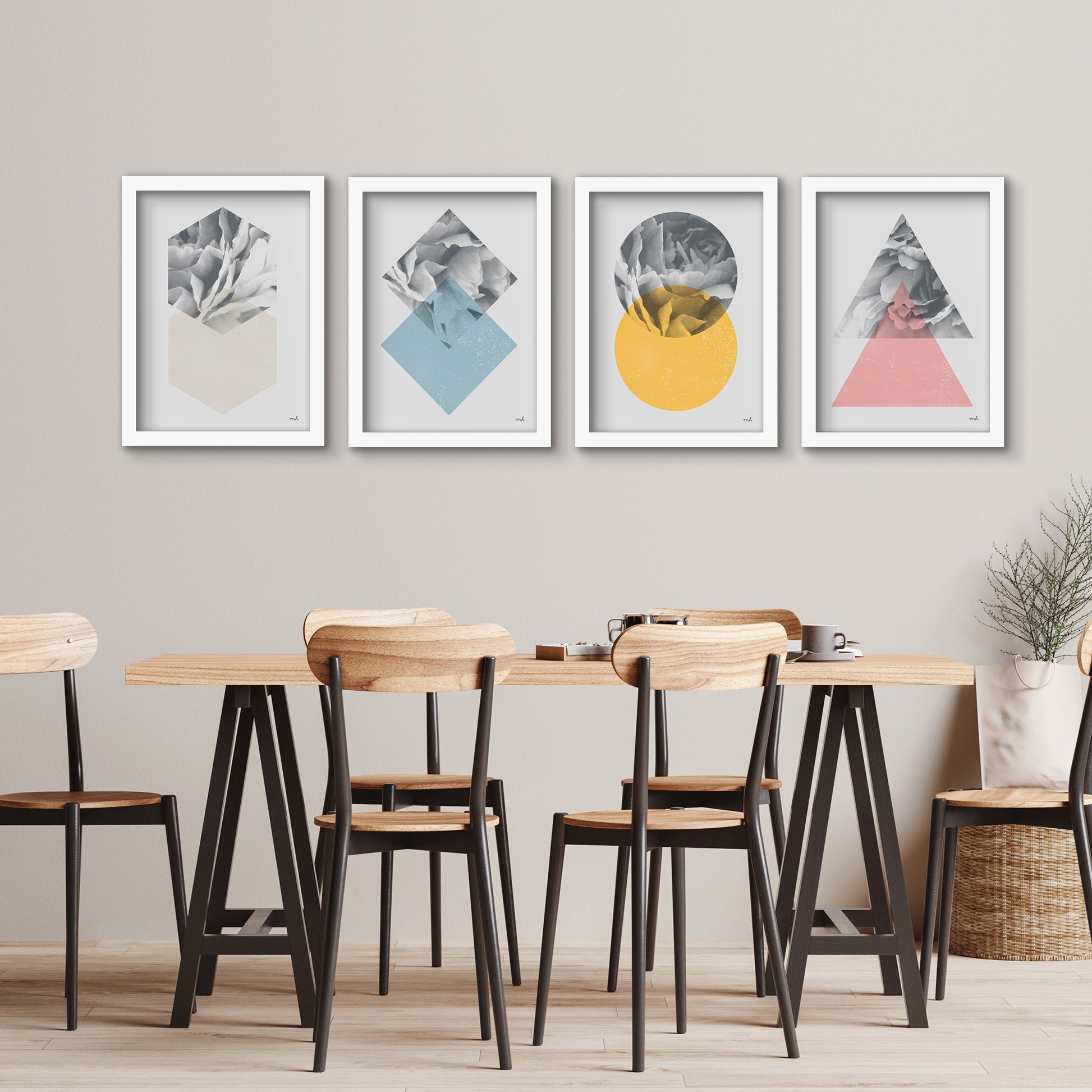 Geometric Marble by Moira Hershey - 4 Piece Gallery Framed Print Art Set - Americanflat